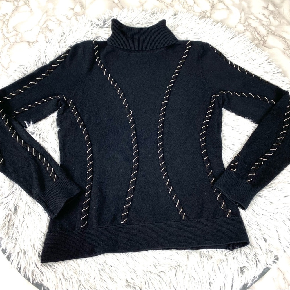 Yuka Chain Cable Knit Turtleneck Sweater EUC